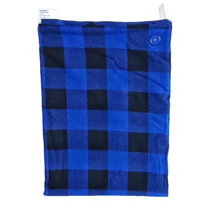 Hands Free goodnight towel in 2inch blue and black plaid