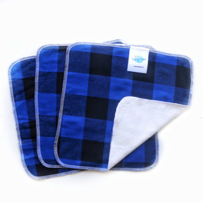 blue and black plaid washcloths