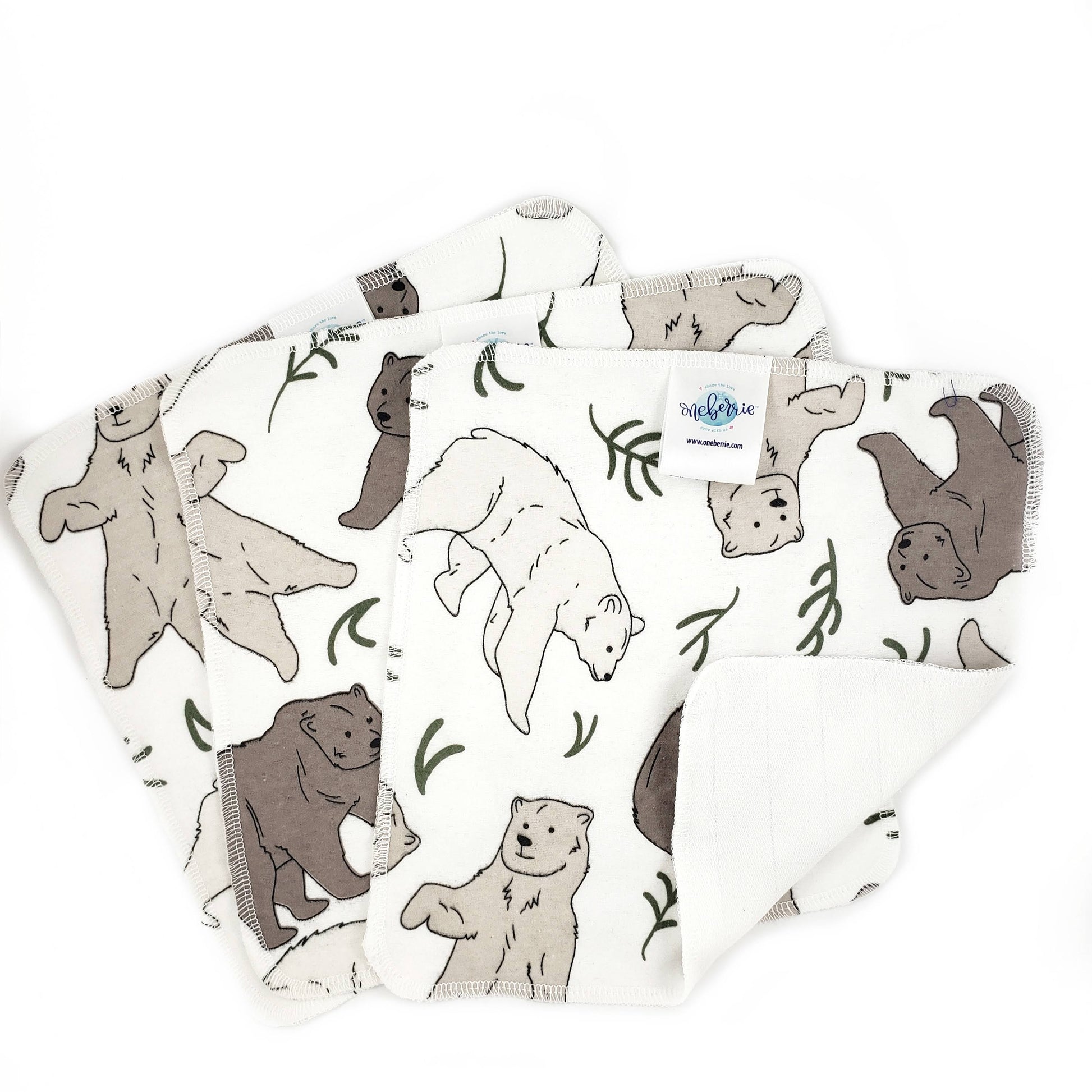 Three bears print with a polar bear, brown bear and grizzly bear white background 
