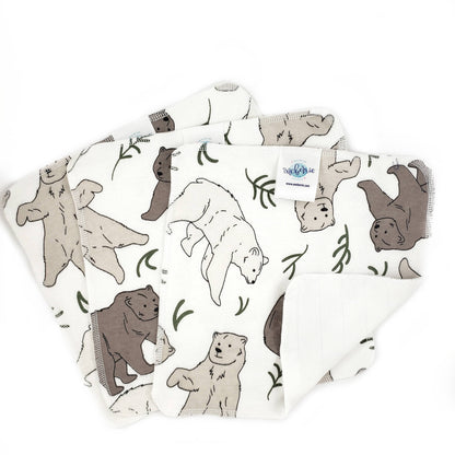 Three bears print with a polar bear, brown bear and grizzly bear white background 