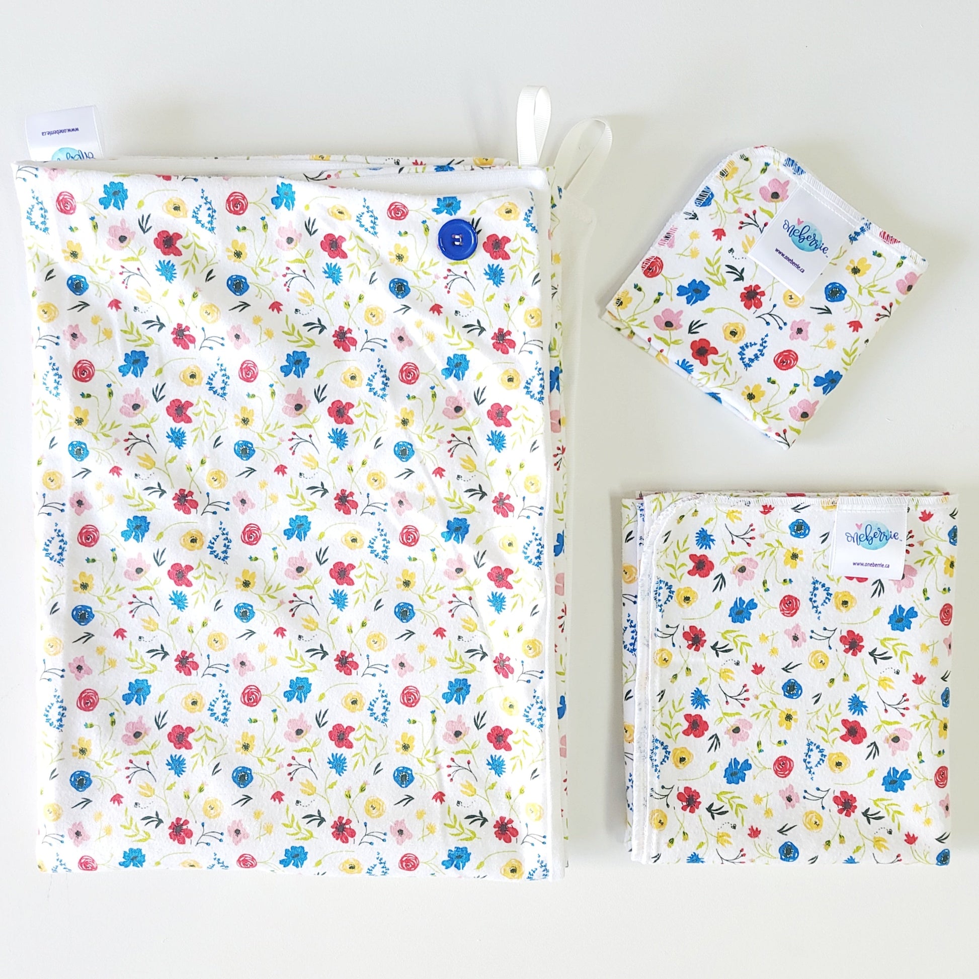Wildflower bath bundle including hands free towel, matching washcloth and bath swaddle